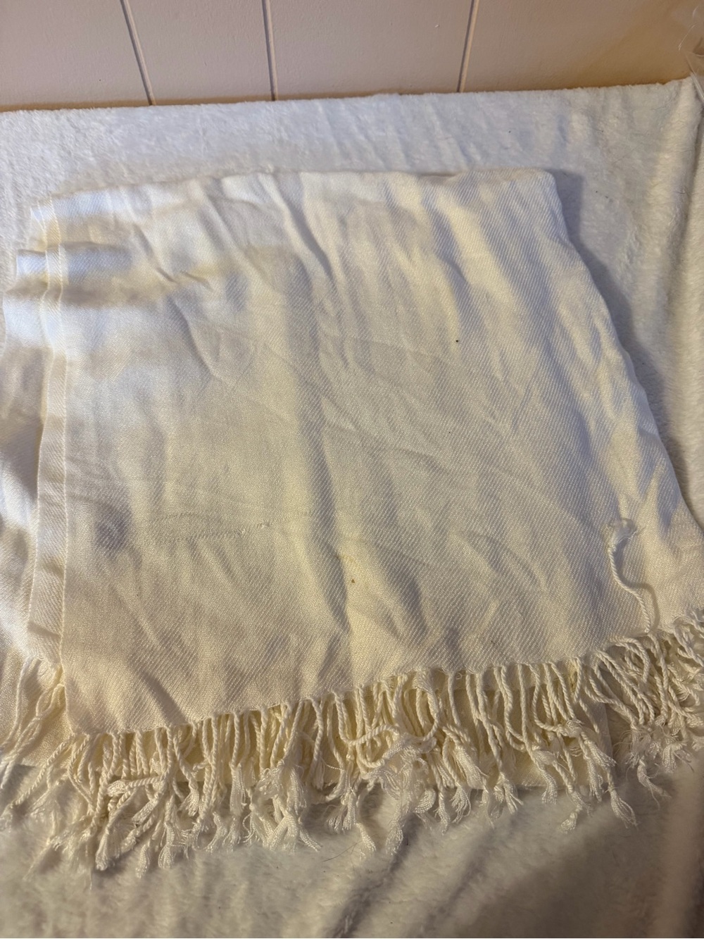 Pashmina Soft white Fringed Throw Blanket